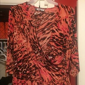 Pink Leopard Print Low Cut Jennifer Lopez Plus Top